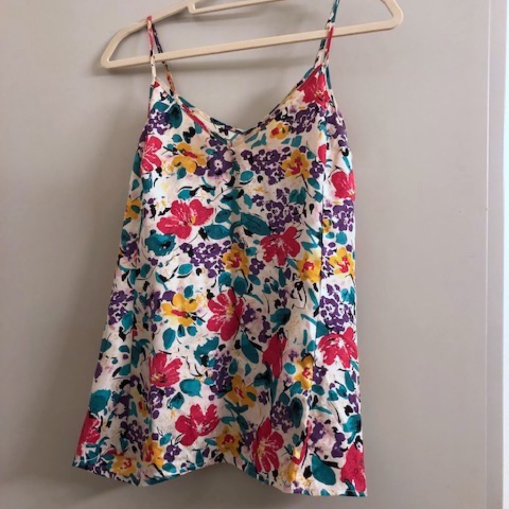 Cynthia Vincent Silk Floral Tank Top - S